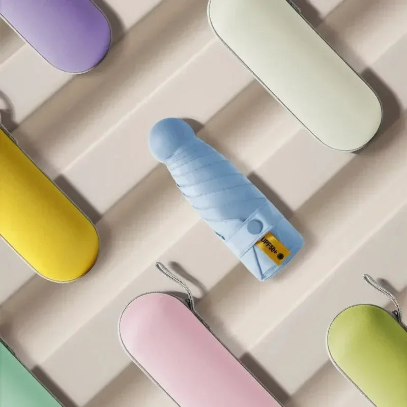 Womens Flat off Sun Protection Parasol Anti-UV Sunny And Rainy Dual-Use Pocket Umbrella Portable Sunshade Umbrella