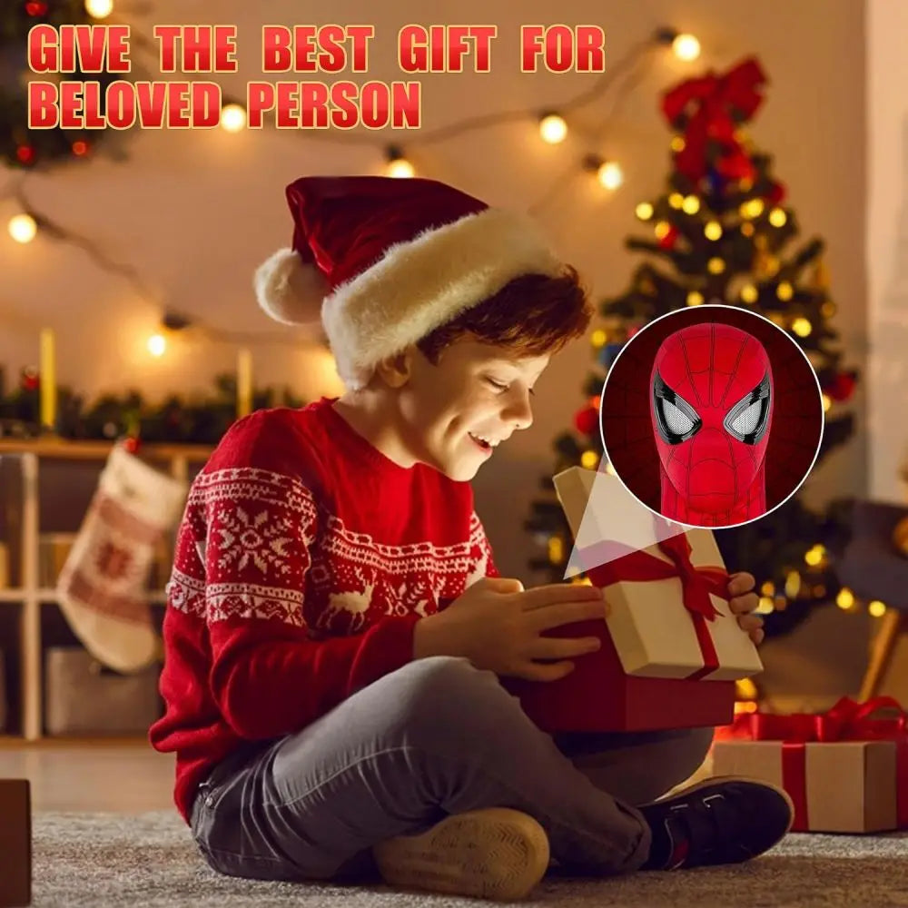 Spiderman Mask Eyes Movable Remote Control Peter Parker Spiderman Toys Children Halloween Cosplay Costume Mask Christmas Gifts Fun Gift for Kids & Family