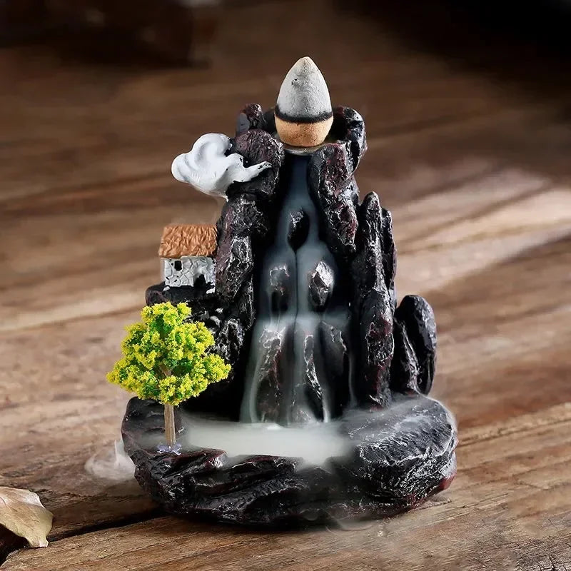 Incense Burner Mountains River Waterfall Fragrance Fireplace Backflow Aroma Smoke Zen Censer Holder Decoration for Home - Zecs shopping
