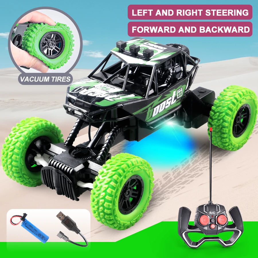 Remote Control Off-Road Car 🚙💡 Flashing Lights, Rubber Wheels – Perfect Christmas Gift for Kids 🎄