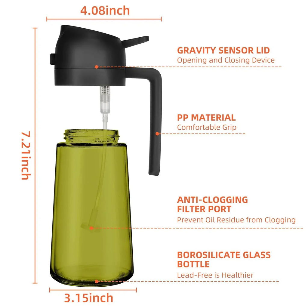 2-in-1 Dark Glass Oil Sprayer Olive Oil Dispenser Black Lightproof Oil Sprayer for Cooking Salads and Barbecues Barbecue Tools - Zecs shopping