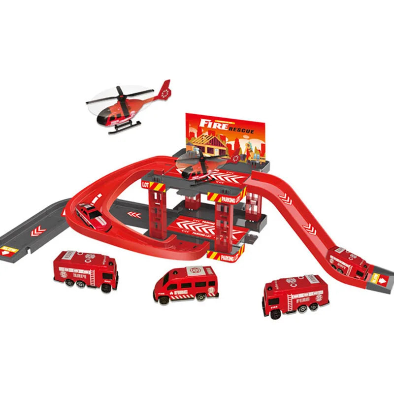 Childrens Track Parking Lot Fire Truck Police Engineering Premium & Affordable