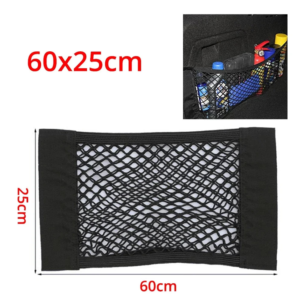 Car Back Rear Trunk Organizer Net Mesh Seat Elastic String Magic Sticker Universal Storage Bag Pocket Auto Accessories Put Paper - Zecs shopping