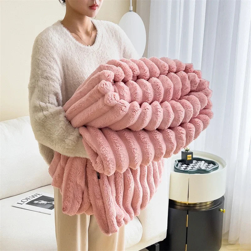 Multi Functional Striped Blanket For Warmth And Comfort - Zecs shopping