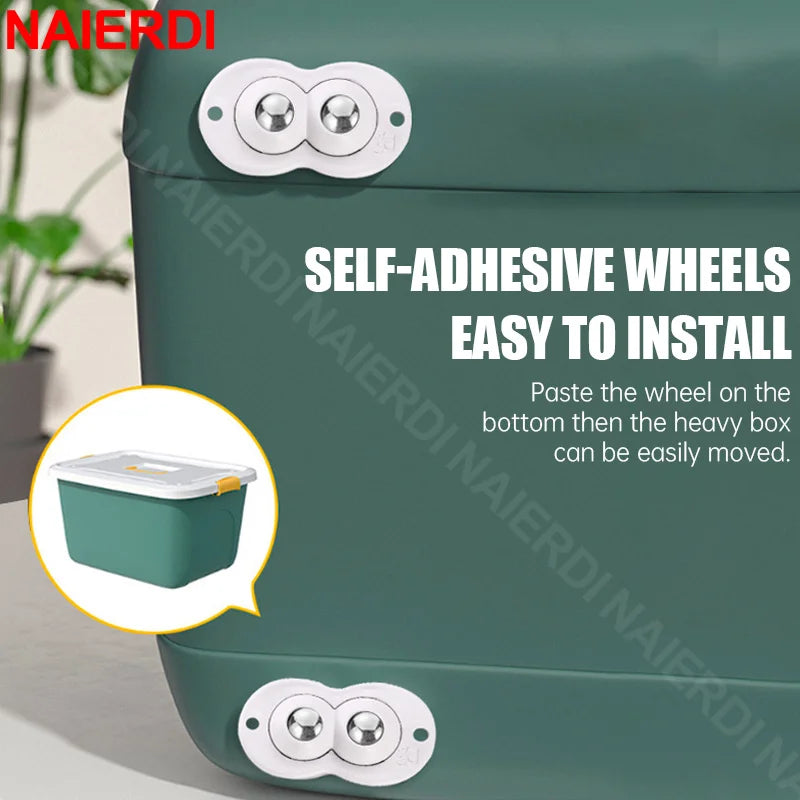 NAIERDI Pack Mini Wheels for Small AppliancesRotation Self Adhesive Caster WheelsUniversal Wheel Trash CanStorage Box