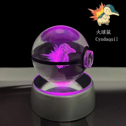 Pokemon 3D Crystal Ball LED Night Light – Pikachu, Gengar, Eevee & Mewtwo Collectible Lamp