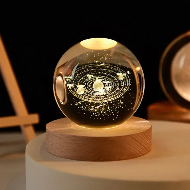 Aesthetic Moon Crystal Sphere Creative Clear Glass Galaxy Globe Night Light Crystal Ball Lamp Desktop Decoration Home Ornament - Zecs shopping