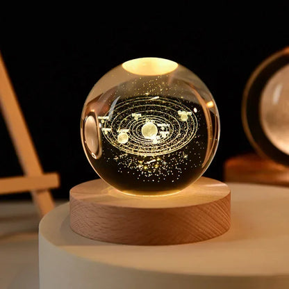 Aesthetic Moon Crystal Sphere Creative Clear Glass Galaxy Globe Night Light Crystal Ball Lamp Desktop Decoration Home Ornament - Zecs shopping