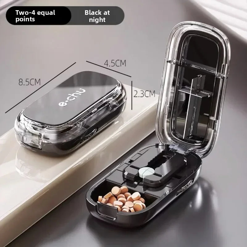 Adjustable Pill Cutter & Storage Box Portable Medicine Organizer & Crusher