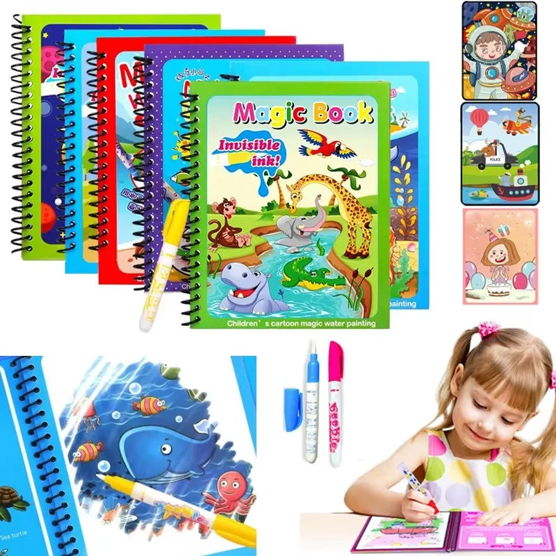 pcs Magical Book Water Drawing Montessori Toys Reusable Coloring Book Magic Water Drawing Book Sensory Early Education Toys