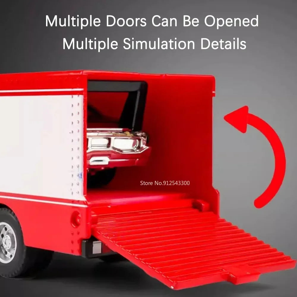 Alloy Container Trailer Pull-Back Diecast Rescue & Engineering Toy for Kids