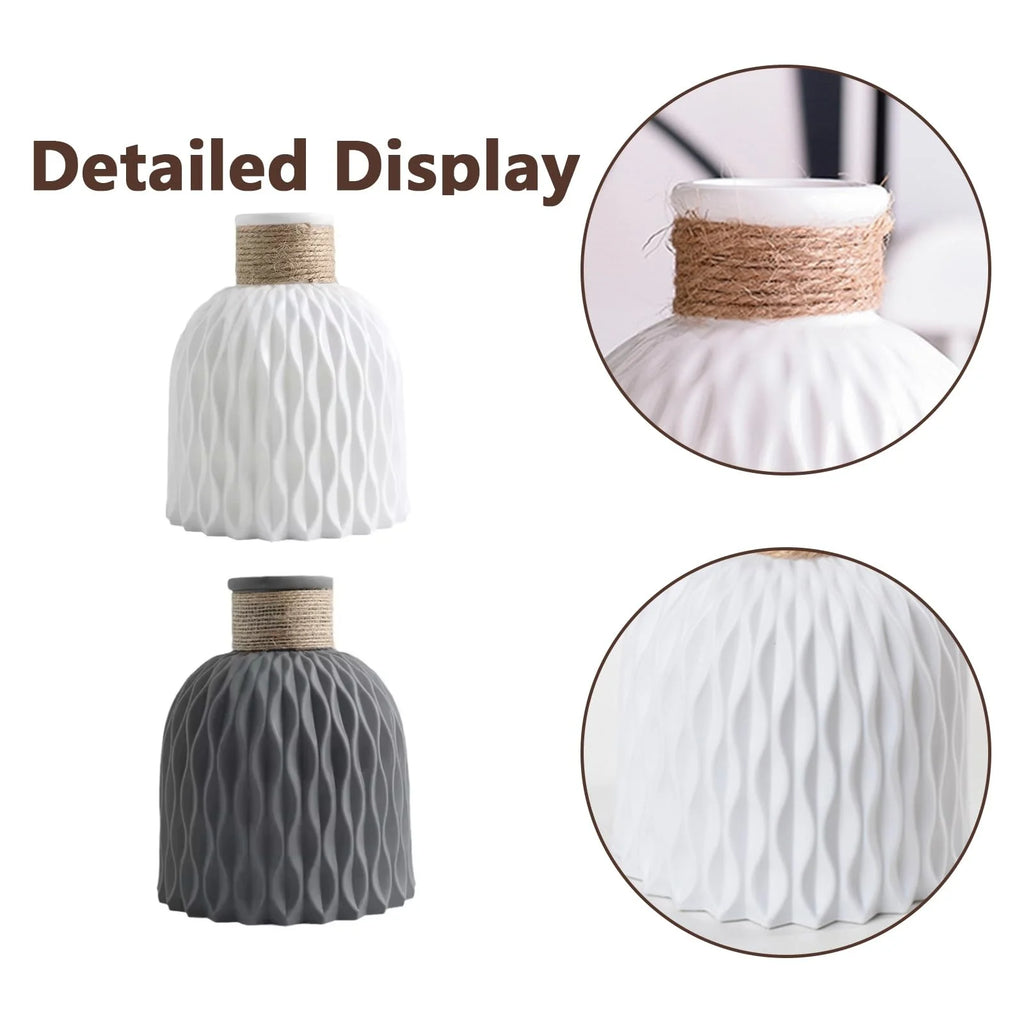 1/2Pcs Water Ripple Vase Rope Plastic Flower Pot Arrangement Modern Nordic Style Home Living Room Desktop Decoration Ornament - Zecs shopping
