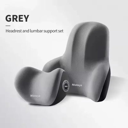 Memory Foam Car Neck & Lumbar Support Pillow – Breathable Headrest & Back Cushion