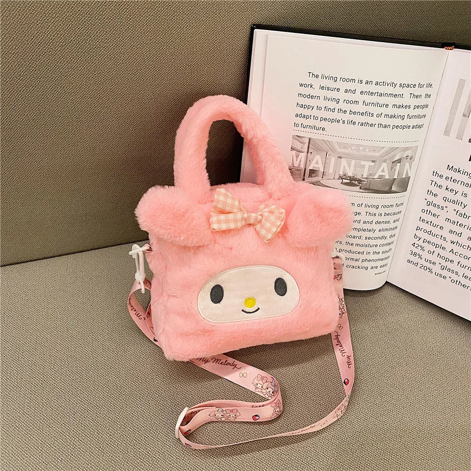 Sanrio Bag Kawaii Kuromi Cinnamoroll My Melody Cartoon Anime Plush Handbag Cosmetic Bag Travel Storage Bag Women Girl Gifts - Zecs shopping