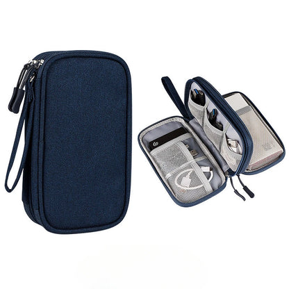 Portable Digital Accessories Organizer Bag – Double Layer Travel Storage Case for USB Cables, Earphones & Power Bank