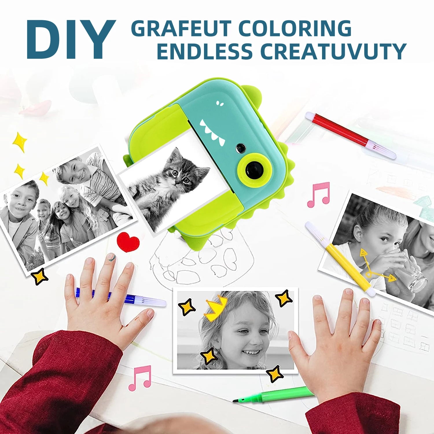 Kids Instant Print Camera Fun Thermal Photo & Video Toy Camera Perfect Gift for Boys Girls & Family Moments