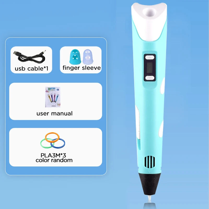 D Pen Drawing Printing Pen With LCD Screen Compatible PLA Filament Toys Safe Paiting for Children DIY Christmas Birthday Gift