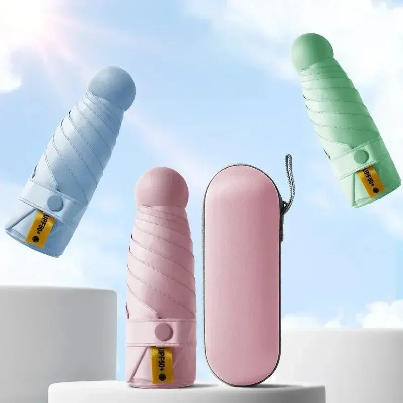 Womens Flat off Sun Protection Parasol Anti-UV Sunny And Rainy Dual-Use Pocket Umbrella Portable Sunshade Umbrella