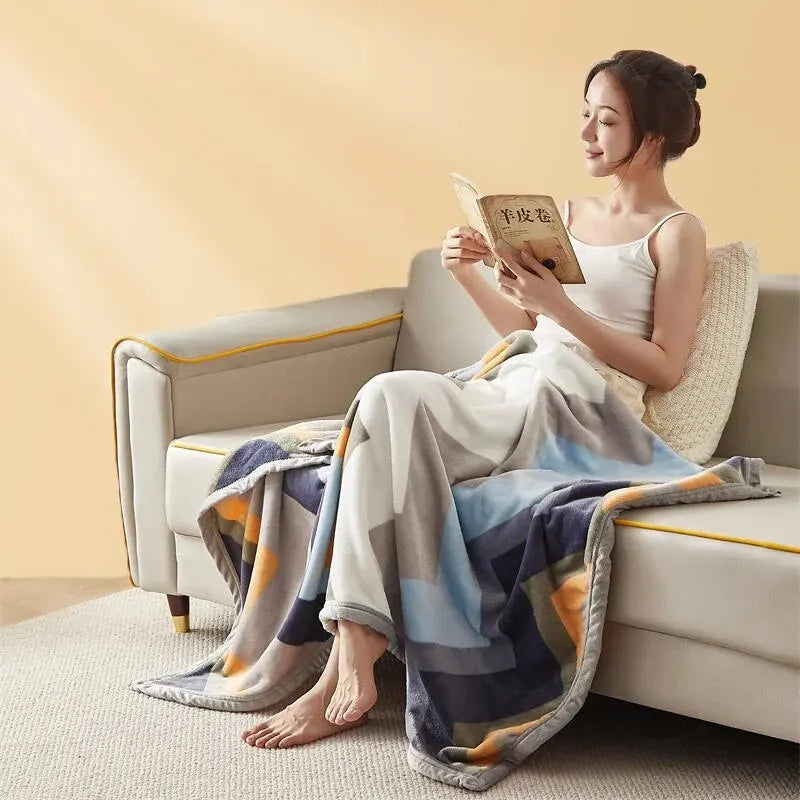 Extra Soft Flannel Blanket Thickened Nap Air Conditioning Blanket - Zecs shopping