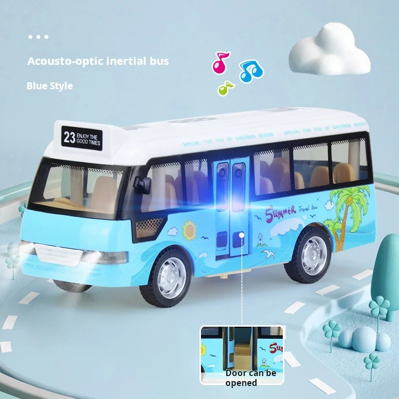 School Bus Toys Cars Die Cast Little Cars City Bus With Sound And Light Up Friction Powered Cars Play Toys Gift For Kids