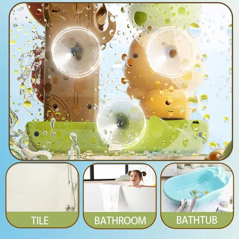 Baby Bath Toy Set Duck Flower & Lion Waterwheel Toys with Suction Cups