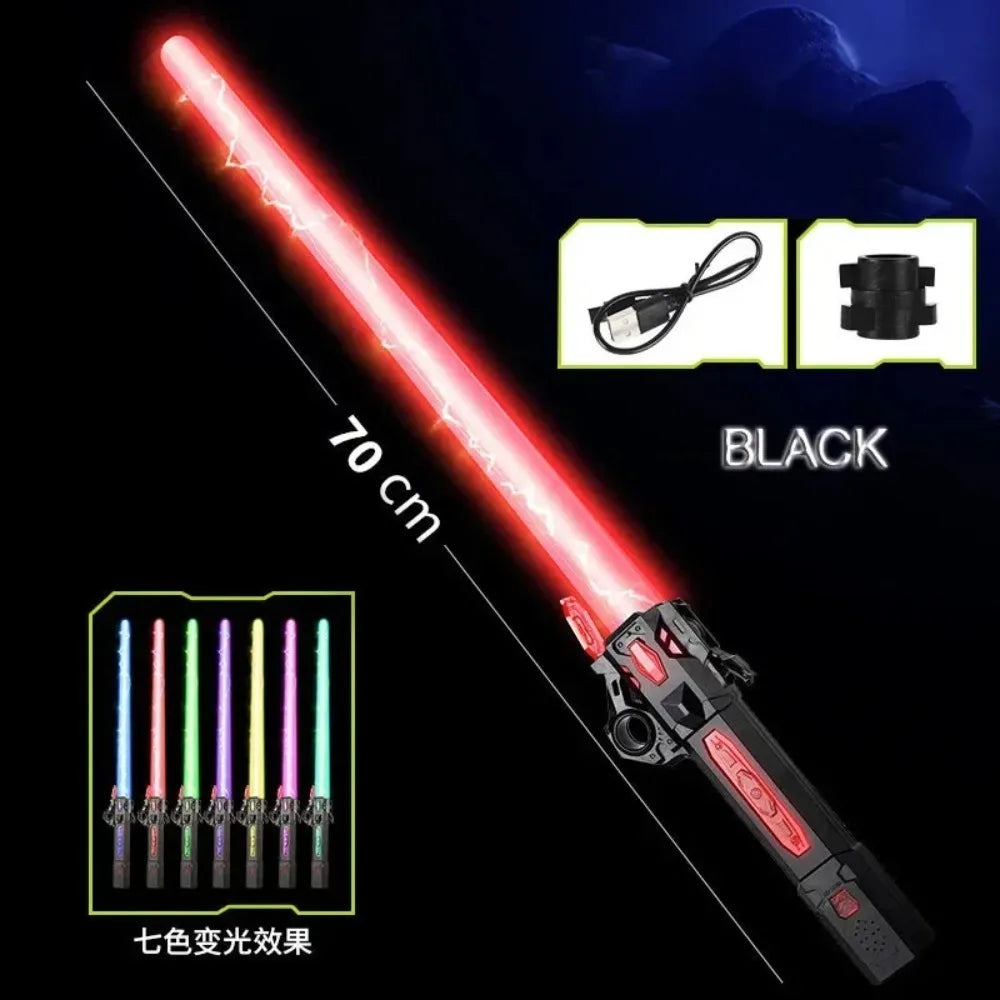 Children Colorful Glowing Sword Toys Telescopic Music Laser Sword -In- Rotating Decompression Toy Light Sword