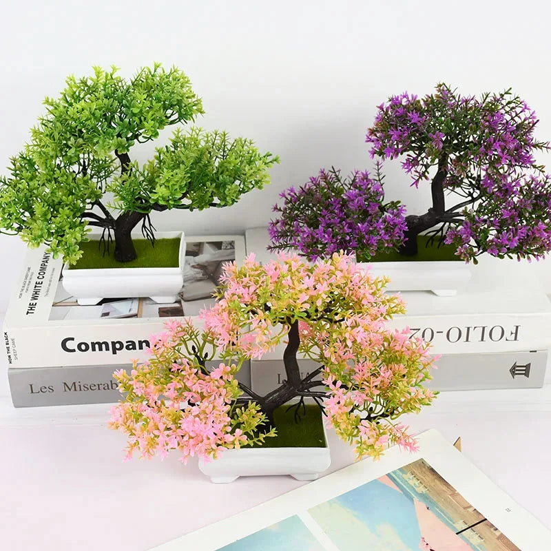 Artificial Plants Bonsai Small Tree Pot Fake Plant Flowers Potted Ornaments For Home Room Table Decoration Hotel Garden Decor - Zecs shopping