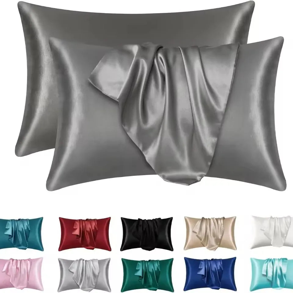 2pcs Satin Silk Pillowcase for Hair and Skin, Coral Pillow Cases Standard Size Set of Super Soft Pillow Case - Zecs shopping