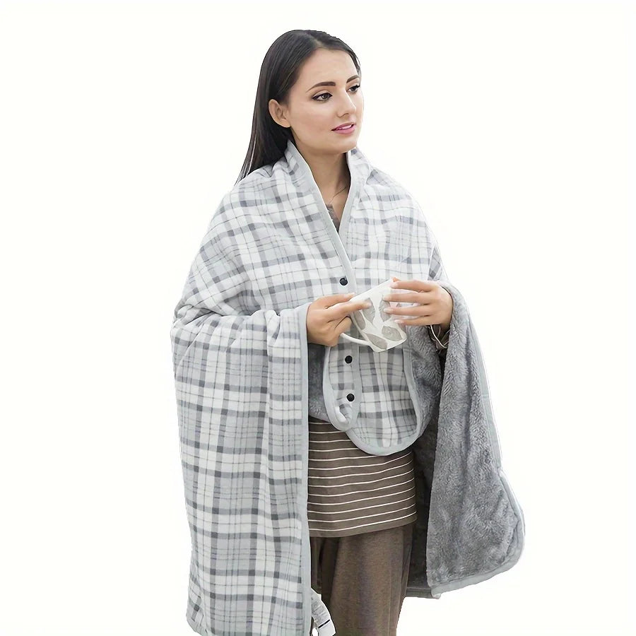 1pc Wearable Blankets Shawl Blanket Flannel Lazy Casual Office Blanket - Zecs shopping
