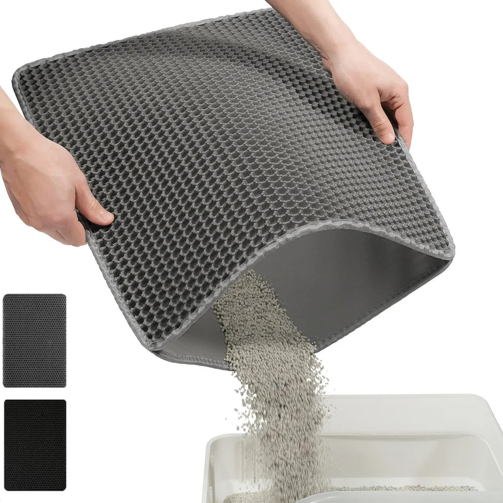 Cat Litter Mat Double Layer Waterproof Urine Proof Trapping Mat Easy to Clean Non-Slip Toilet Pad Cat Scratch Pad Large Foot Pad - Zecs shopping