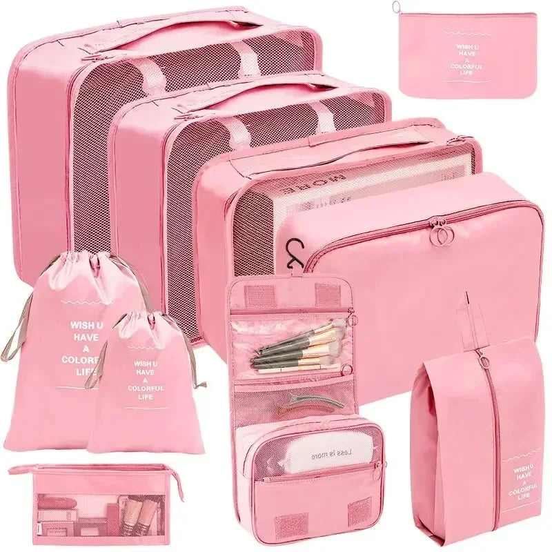Pcs Set Travel Organizer Storage Bags Suitcase Packing Cubes Cases Portable Wardrobe Luggage Clothes Shoe Pouch Fold