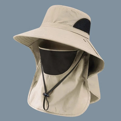 Summer UV Protection Fishing Hat – Wide Brim Neck Flap Sun Hat for Hiking & Camping