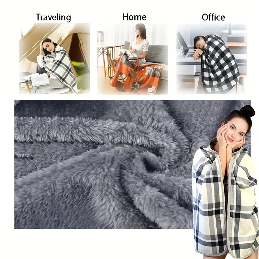 1pc Wearable Blankets Shawl Blanket Flannel Lazy Casual Office Blanket - Zecs shopping