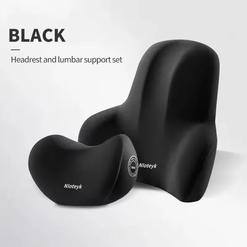 Memory Foam Car Neck & Lumbar Pillow Breathable Headrest & Back Support