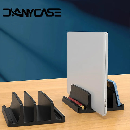 Adjustable Vertical Laptop Stand – Space-Saving Desktop Holder for MacBook, Tablets & Phones
