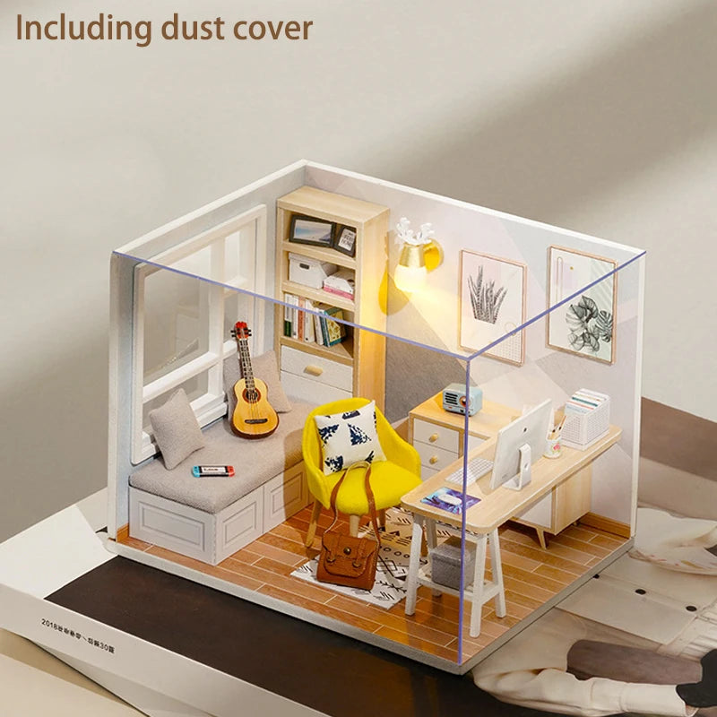 Wooden Miniature Doll House Diy Small House Kit Making Room Toys D Puzzle Assembly Building Model Toys For Birthday Gifts Fun Gift for Kids & Family