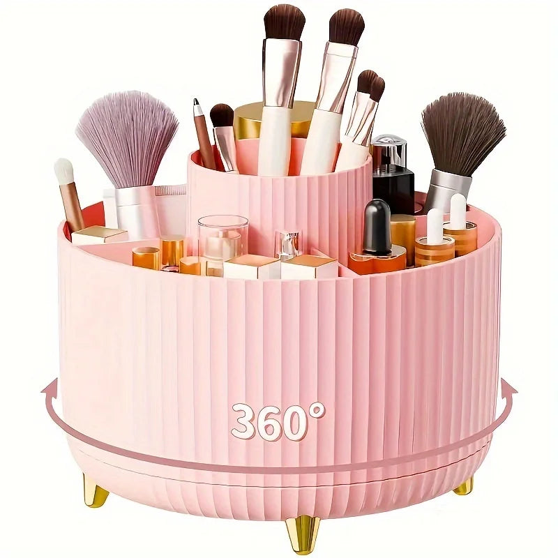 -degree Rotating Cosmetic Storage Box -cosmetic Storage Box with Compartments - Multi-functional Storage Box for Brushes