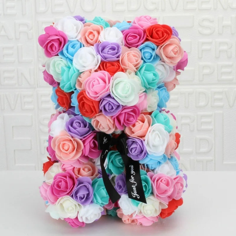 Romantic Valentine's DayCreative Eternal Flower Rose Bear Christmas Gift Rose Bear Hug Bear Wedding  Flower Decoration Gift - Zecs shopping
