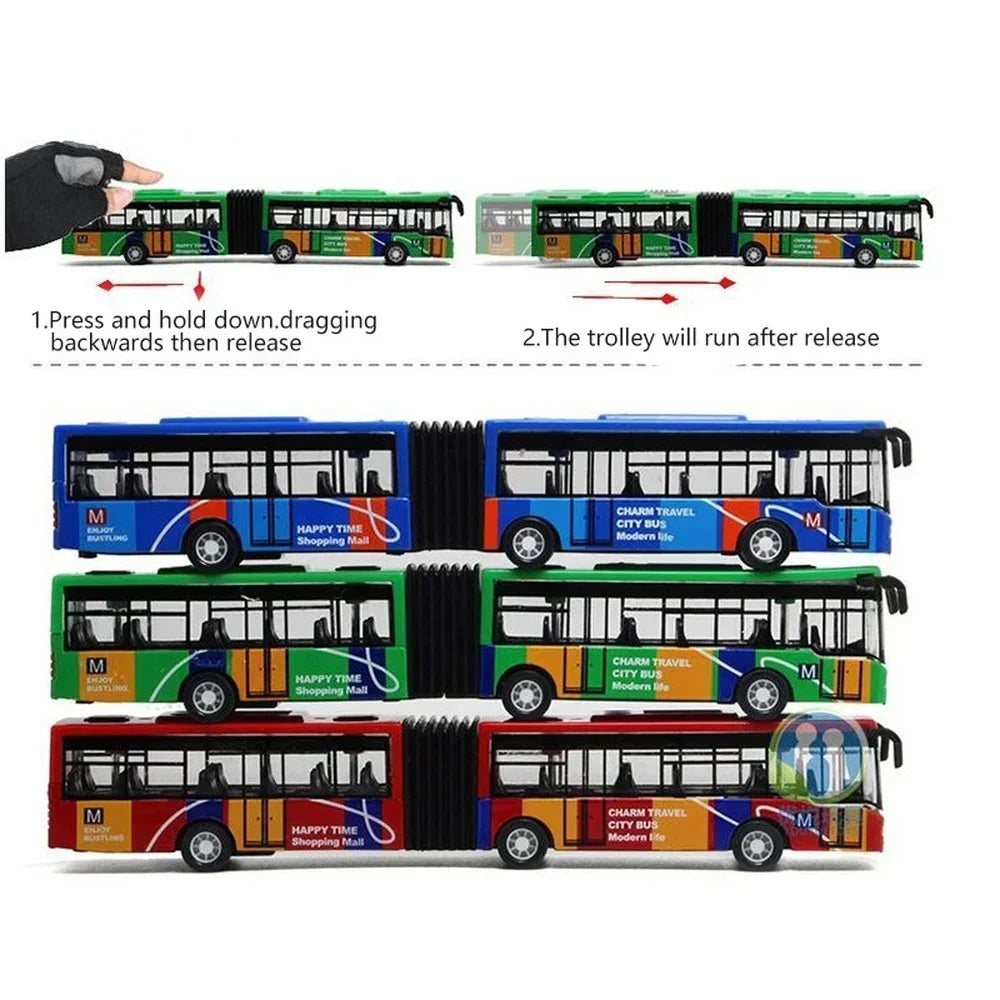 1:64 Alloy City Bus Alloy City Bus Model 🚍 | Pull-Back Diecast Double-Decker Toy for Kids & Collectors Vehicles City Express Bus Double Buses Diecast Vehicles Toys Funny Pull Back Car Children Kids Gifts