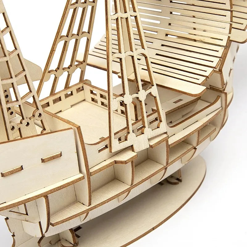 PC D Sailboat Wooden Puzzle Assembly Model Puzzle DIY Wooden Crafts D Puzzle Gifts Desktop Decoration