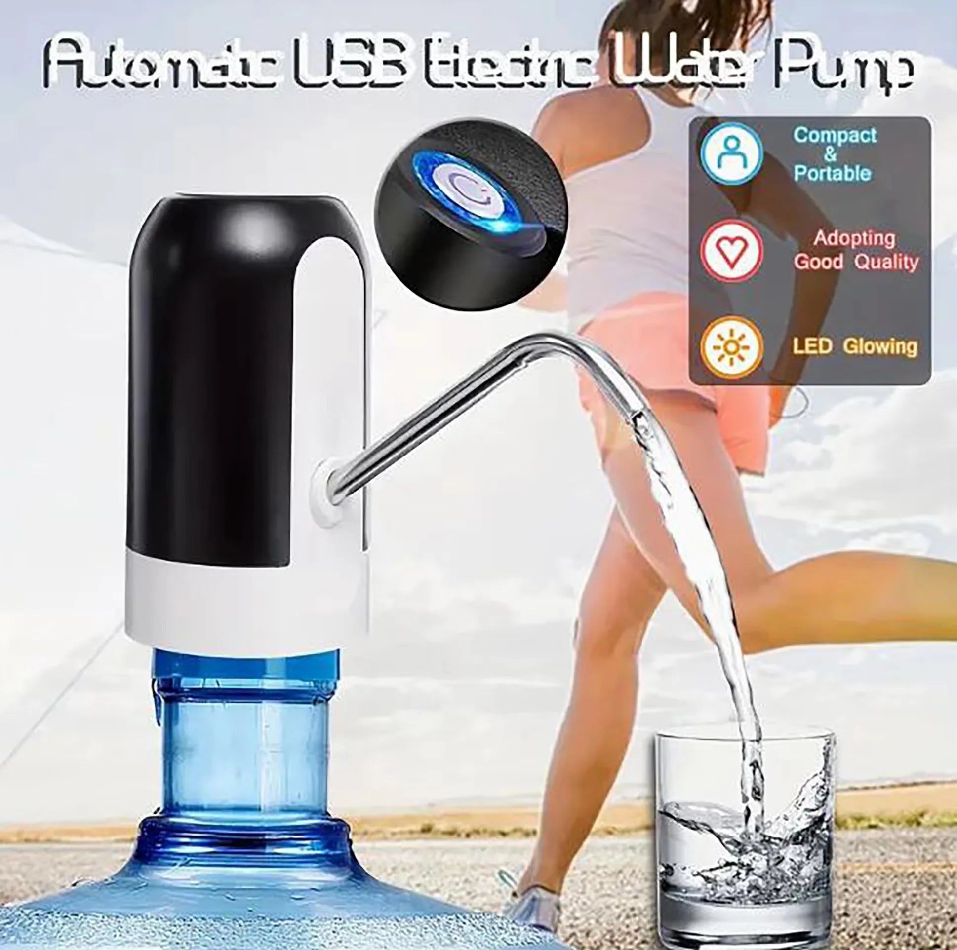 PC Bucket Water Pump Electric Water Press Wireless Intelligent One Click Water Dispenser Charging Water Absorber