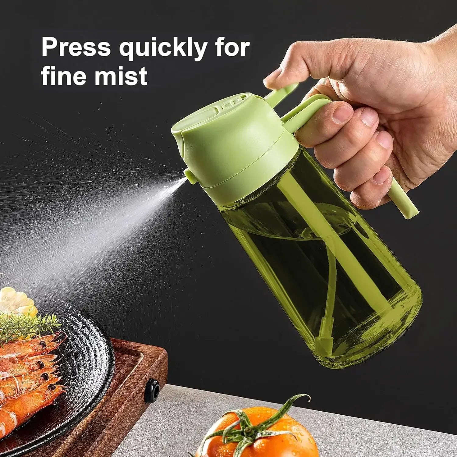 2-in-1 Dark Glass Oil Sprayer Olive Oil Dispenser Black Lightproof Oil Sprayer for Cooking Salads and Barbecues Barbecue Tools - Zecs shopping
