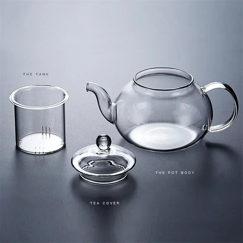 Glass Teapot with Tea Strainer Heat Resistant Glass Kettle Large Capacity Water Container Chinese Traditional Kung Fu Teaware