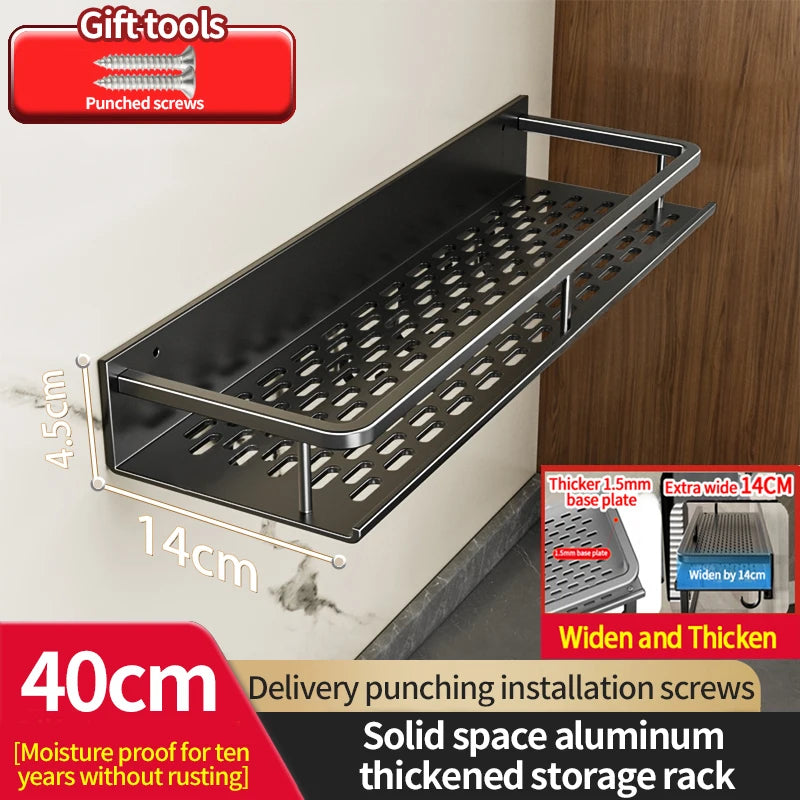 Aluminum kitchen rack kitchen shelf toilet storage no drill hanging rack bathroom organizer hang on the wall kitchen