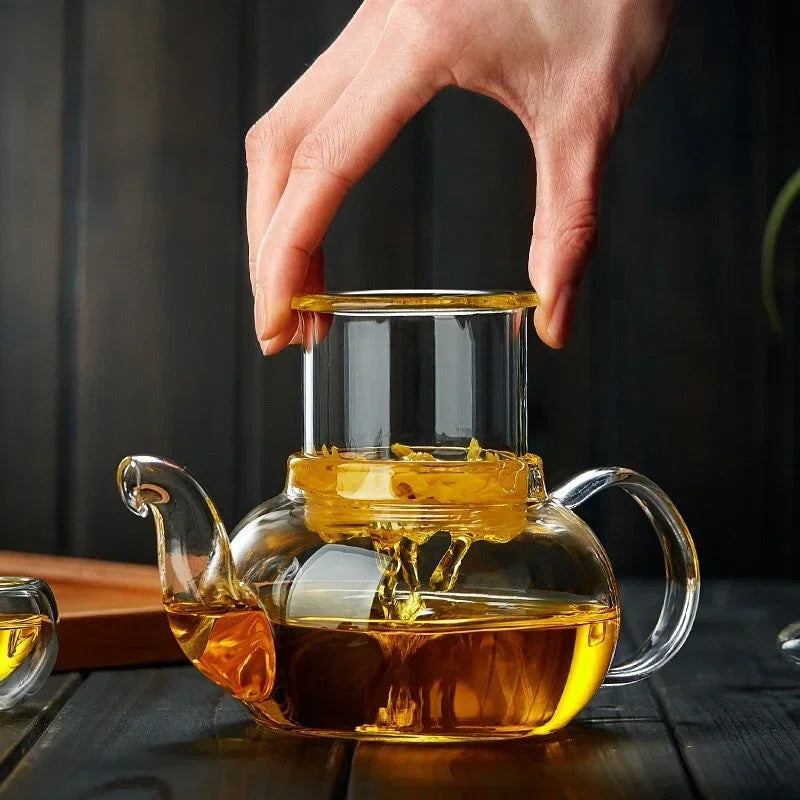 Glass Teapot with Tea Strainer Heat Resistant Glass Kettle Large Capacity Water Container Chinese Traditional Kung Fu Teaware