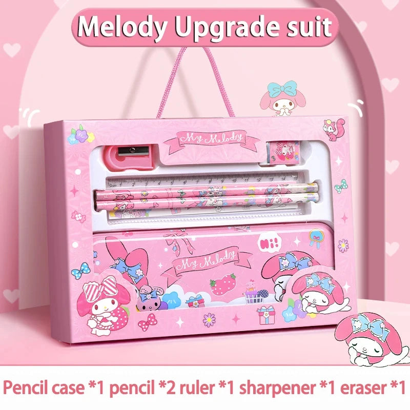 Sanrio Kuromi Melody Cinnamoroll Stationery Gift Box Girls Primary School -Piece School Supplies for Children Kawaii New Hot