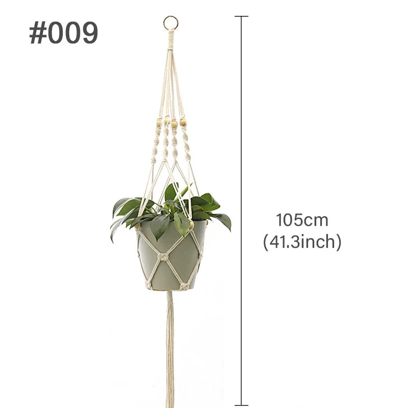 Hanging Plant Handmade Macrame Plant Hanger Flower Pot Planter Hanger Wall Decor Courtyard Garden Hanging Planter Hanging Basket - Zecs shopping