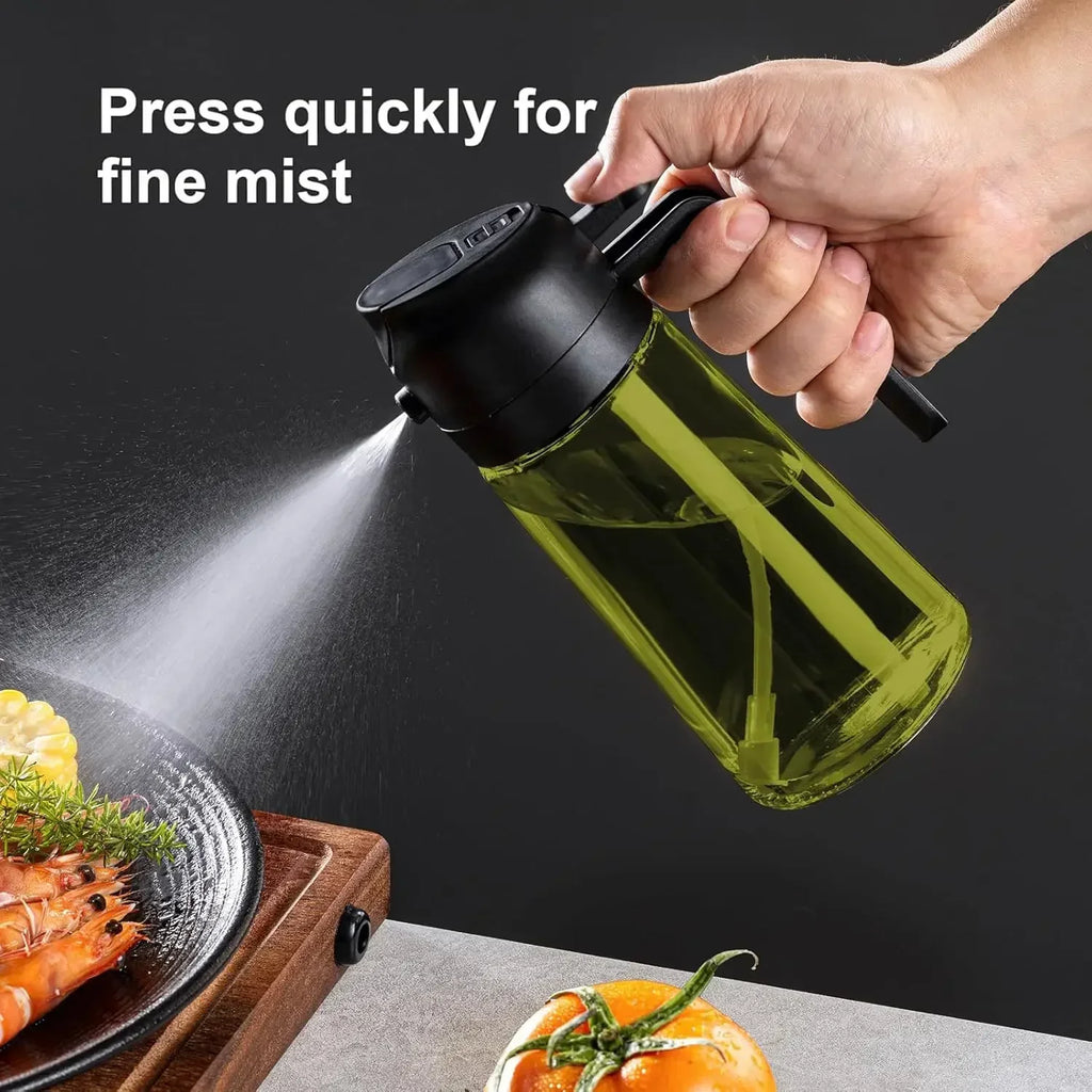 2-in-1 Dark Glass Oil Sprayer Olive Oil Dispenser Black Lightproof Oil Sprayer for Cooking Salads and Barbecues Barbecue Tools - Zecs shopping