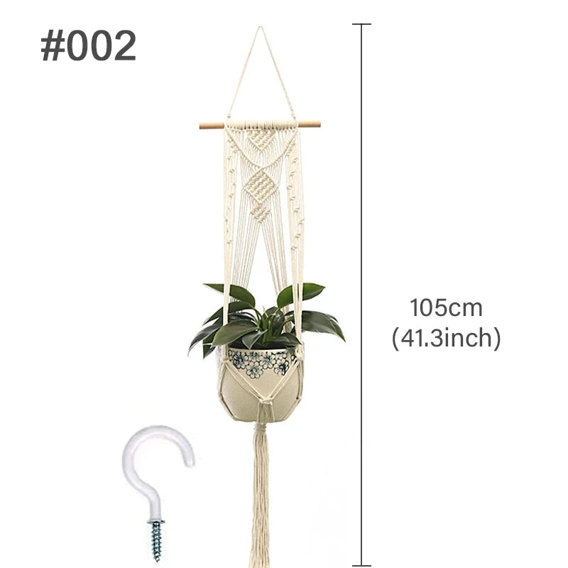 Hanging Plant Handmade Macrame Plant Hanger Flower Pot Planter Hanger Wall Decor Courtyard Garden Hanging Planter Hanging Basket - Zecs shopping