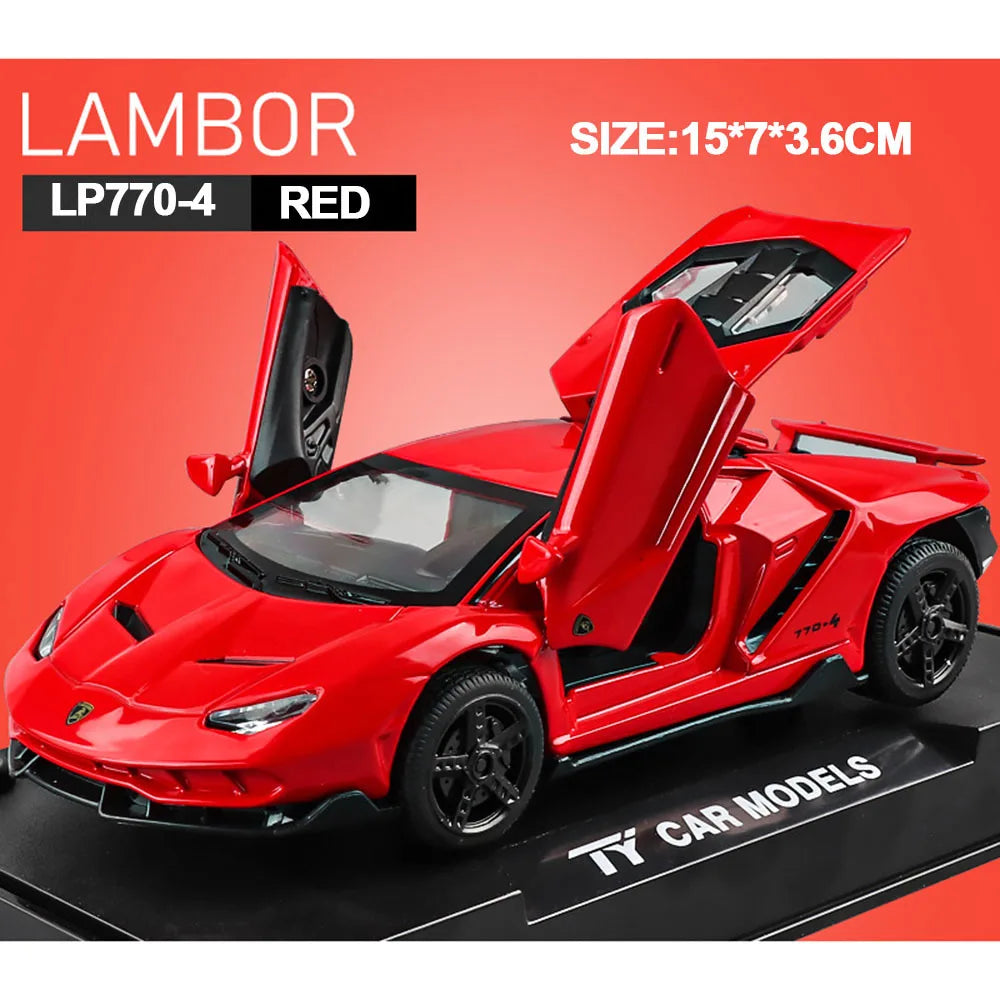Cars Toys Auto To Scale Lambor Lp Diecast Model Cars Alloy Autos Toys Gift For Boys Pull Back Light Music Kids Car